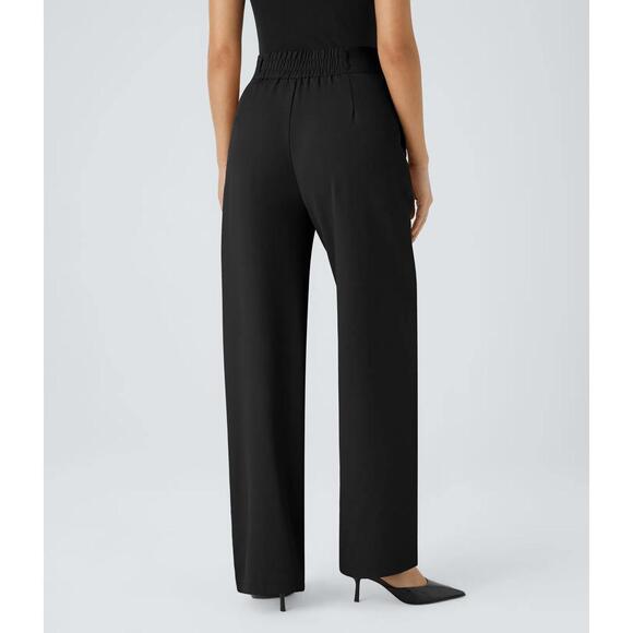 NWT Halara High Waisted Pocket Shirred Straight Leg Work Pant Black Size XL Tall - Picture 3 of 10